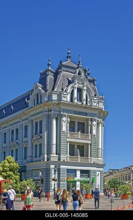 Nyíregyháza, Takarékpalota Késő eklektikus stílusban épült 1912-ben-stock-foto