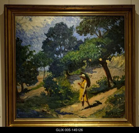 Thorma János: Domboldal festmény-stock-foto