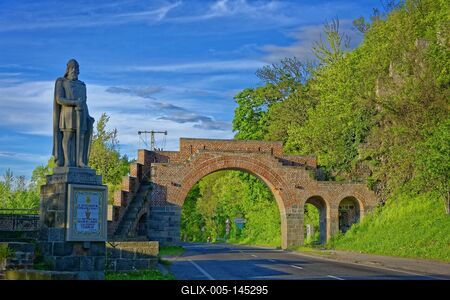 Visegrádi városkapu-stock-foto