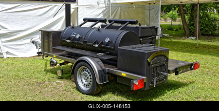 BBQ, Barbecue Smoker Trailer,több kamrás utánfutó-stock-foto