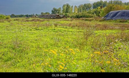 Széna bálák a legelő, Panyolában-stock-foto