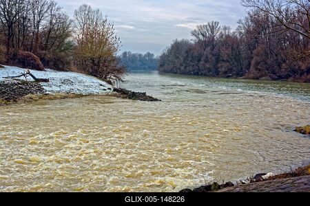 Tiszakóród, a Túr folyó ömlik a Tisza folyóba-stock-foto