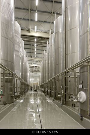 Grand Tokaj óriási érlelőtartályok Tolcsván-stock-foto