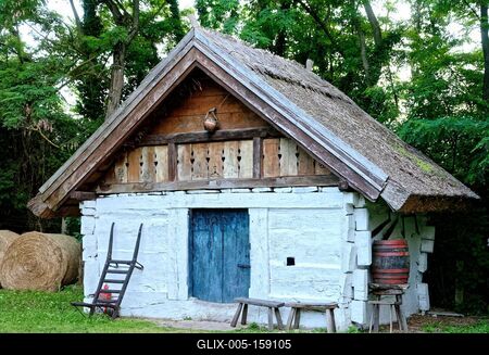 Nádfedeles kunyhó-stock-foto