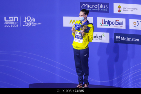 ARTISTIC SWIMMING-EURO-2020-2021Solo Free Artistic Swimming Final.-stock-foto