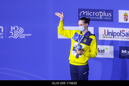 ARTISTIC SWIMMING-EURO-2020-2021Solo Free Artistic Swimming Final.-stock-foto