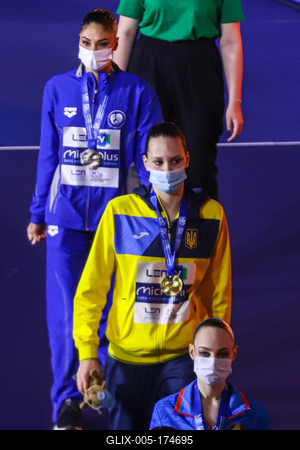 ARTISTIC SWIMMING-EURO-2020-2021Solo Free Artistic Swimming Final.-stock-foto