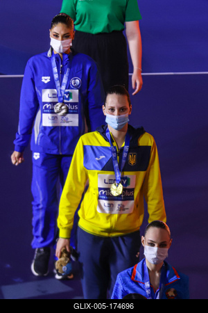 ARTISTIC SWIMMING-EURO-2020-2021Solo Free Artistic Swimming Final.-stock-foto