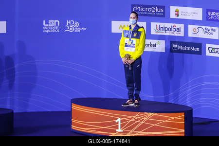 ARTISTIC SWIMMING-EURO-2020-2021Solo Free Artistic Swimming Final.-stock-foto