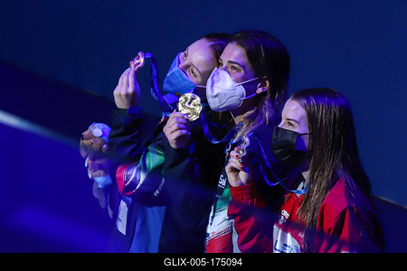 LEN European Aquatics Championships, Women's 1m Springboard Diving - podium-stock-foto