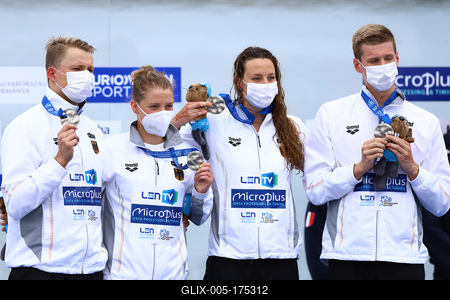 LEN European Aquatics Championships  - SWIM-OPEN  5KM RELAY-stock-foto