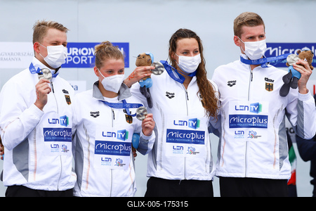 LEN European Aquatics Championships  - SWIM-OPEN  5KM RELAY-stock-foto