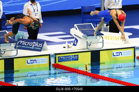 LEN European Water Championships - women's 200-meter butterfly-stock-foto