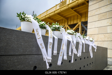 Danube shipwreck - The monument to the victims of the Mermaid was inaugurated-stock-foto