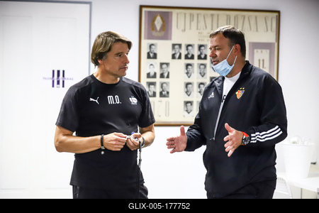 Football Conference League - Press conference before the match against Újpest FC- FC Basel-stock-foto