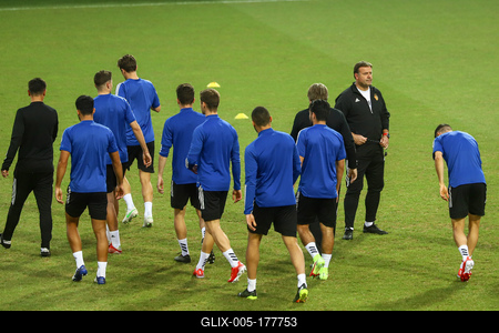 Football Conference League - FC Basel training before the match against Újpest FC-stock-foto