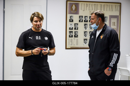 Football Conference League - Press conference before the match against Újpest FC- FC Basel-stock-foto