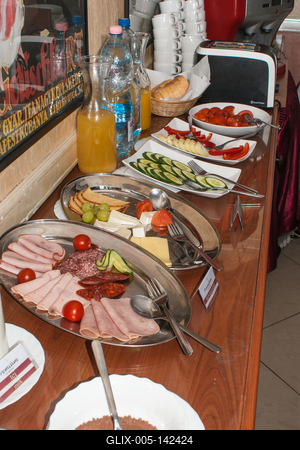 Svédasztalos reggeli kínálat-stock-foto