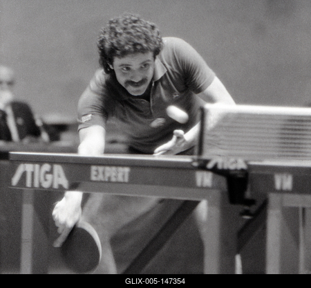 Gergely Gábor világbajnok asztaliteniszező 1982 Budapest Európa Bajnokság-stock-foto