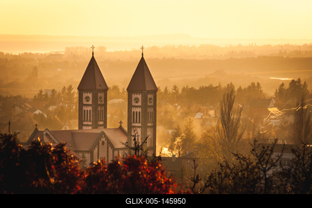 Vörös templom, Balatonfüred-stock-foto