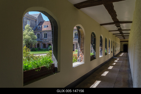 Egyetemi épület belső udvara, Cambridge.-stock-foto