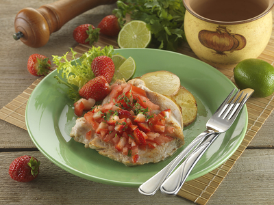 csirke steak paradicsom salsa-va-stock-foto