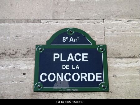 Párizsi utcanévtábla - Place de la Concorde-stock-foto