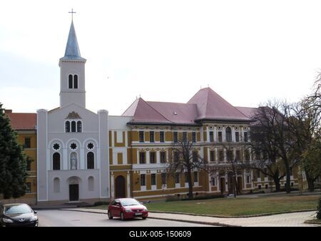 Pécsi zárdatemplom és gimnázium-stock-foto