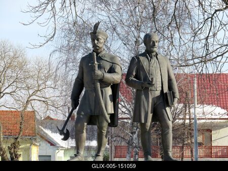 Hajdúböszörmény - Õseink szoborcsoport-stock-foto