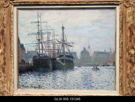 Claude Monet festménye: A Le Havre-i kereskedelmi kikötõ-stock-foto