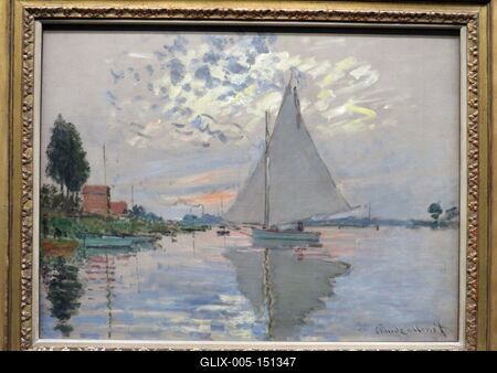 Claude Monet: Vitorláshajó Petit.-Gennevilliersnél-stock-foto