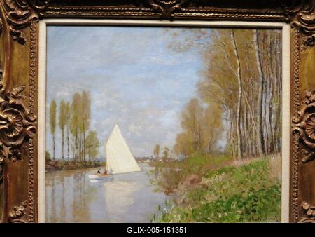 Claude Monet: Vitorláshajó a Szajna kis ágán Argenteuilnél-stock-foto