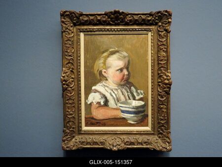 Ckaude Monet: Gyerek bögrével, Jean Monet arcképe-stock-foto