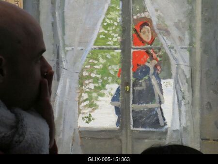 Claude Monet: Monet asszony vörös kendõvel portré-stock-foto