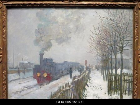 Claude Monet: Gõzmozdony a hóban-stock-foto