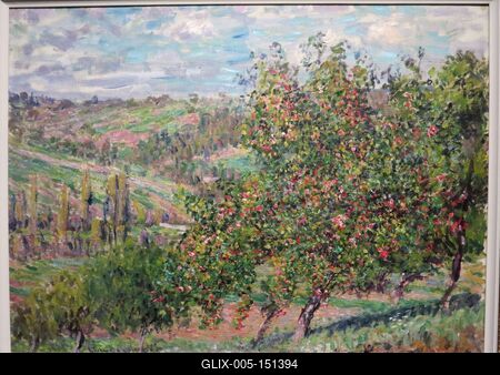 Claude Monet festmény: Almafák-stock-foto