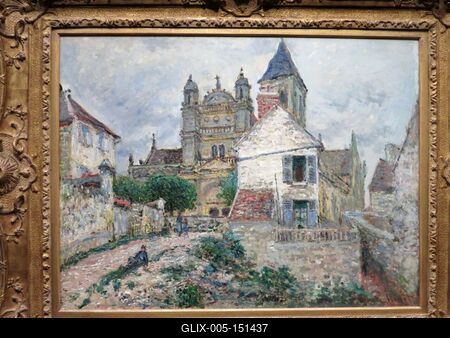 Claude Monet: A vétheuili templom-stock-foto