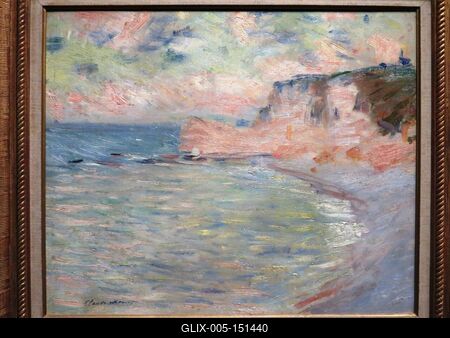 Claude Monet festmény: A Porte d'amon-i szikla reggel-stock-foto