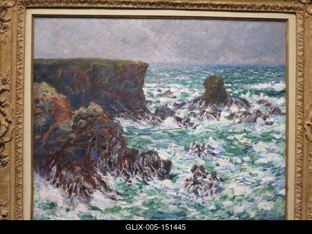 Claude Monet: Az oroszlánszikla a cotoni kikötõnél-stock-foto