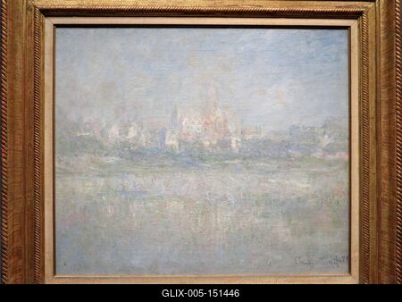 Claude Monet: Vétheuil ködben-stock-foto
