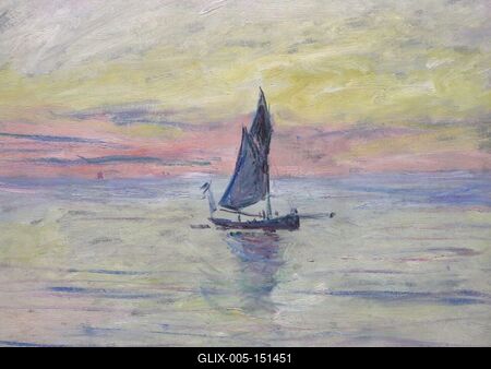 Claude Monet: Vitorláshajó esthomályban-stock-foto