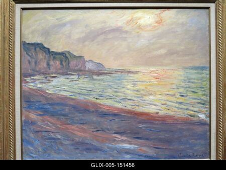 Claude Monet: Porvillei part alkonyatkor-stock-foto