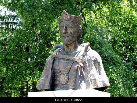 Szent István barcsi mellszobra-stock-foto