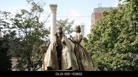 Szent István és boldog Gizella szegedi szobra-stock-foto