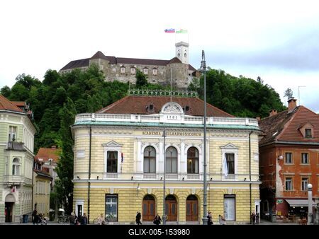 Ljublajan - Vársokép-stock-foto