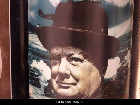 Winston Churchill arcképe - Borosüveg-stock-foto