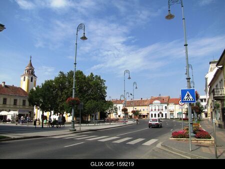 Sárvár (Hungary), 11 September 2016The City Centre.Városközpont. Kossuth Lajos tér.-stock-foto