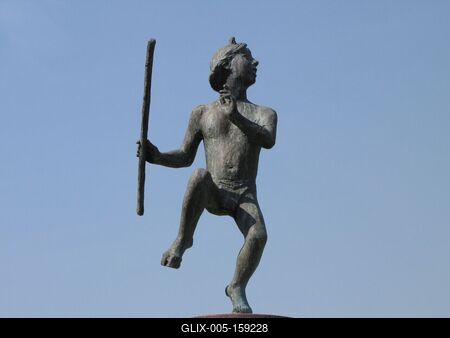 Szombathely (Hungary), 12 September 2016The statue of a Faun of the Fountain of Fauns in Central Square.A Fõ téri Faunok szökõkút egyik faun figurája. Alkotta: ifj. Blaskó János (2006).-stock-foto