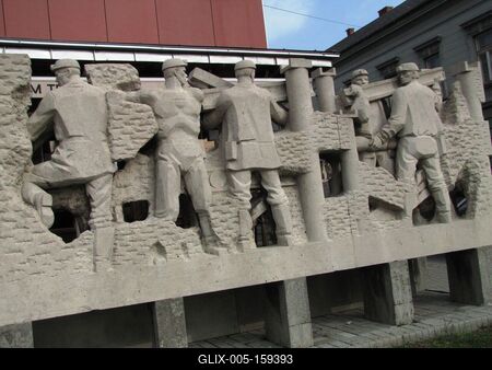 Tapolcai bauxit bányászok - Szobor-stock-foto