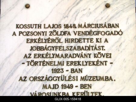 Cegléd: Kossuth-erkély, jobbágyfelszabadítás, 1848-stock-foto